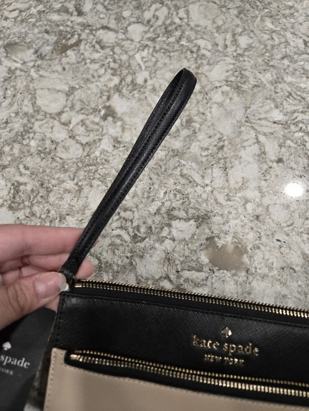 kate spade Two-Tone Black and Beige Wristlet Clutch